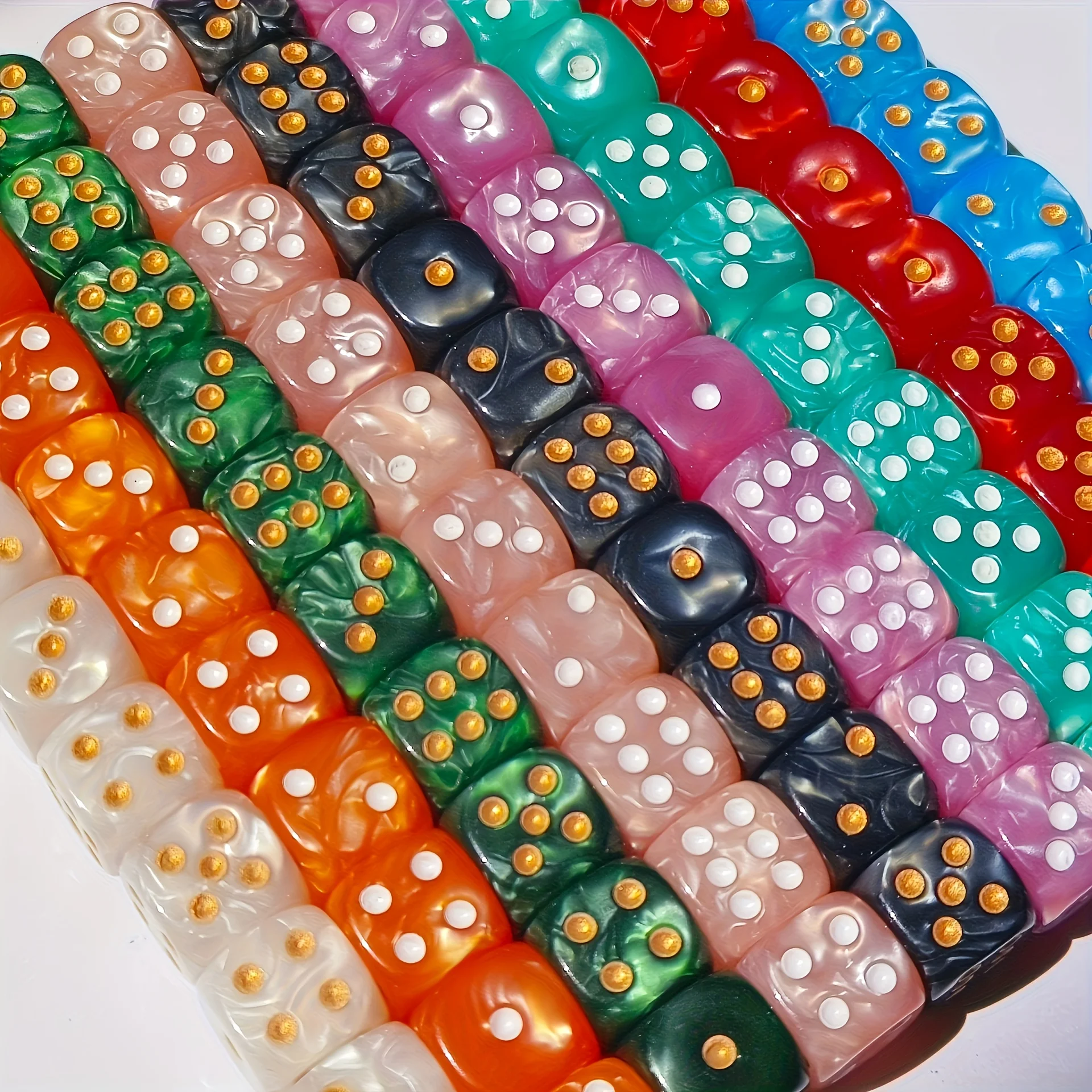 10Pcs 12mm Pearl Swirl D6 Dice - Board Game Loop recension och pris