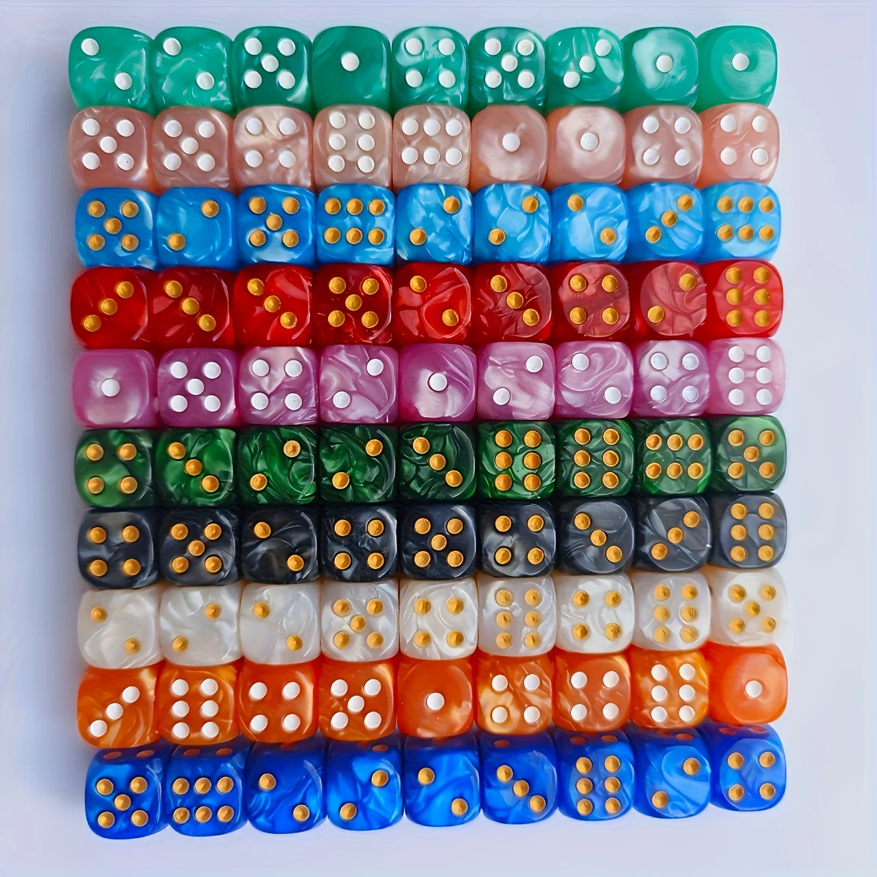 10Pcs 12mm Pearl Swirl D6 Dice - Board Game Loop recension och pris